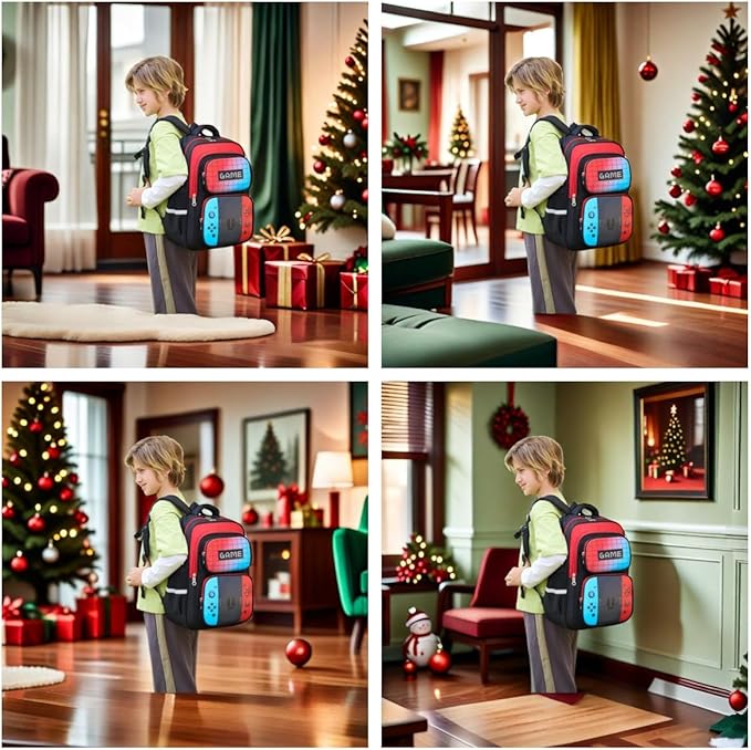 Boys Backpack 3d Cartoon GameBag for Children Teens School Backpacks for Waterproof Kids Backpack 17″Travel Backpacks (GAME)-CubbioJoy