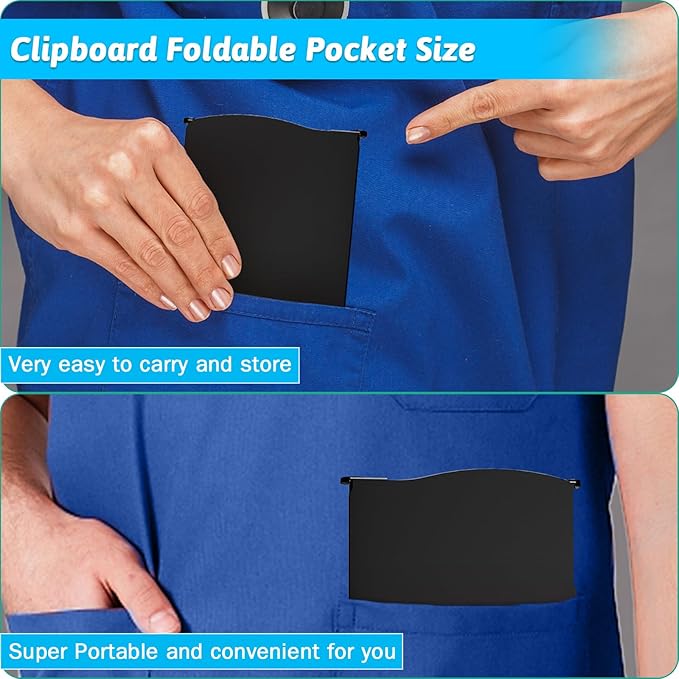 Clipboard Foldable Without Edition Cheat Sheets Aluminum 3 Layers Foldable Clipboards Pocket Size Profile Clip Clipboards Notepad for Students, Nurses,Contractor Trucker Driver-CubbioJoy