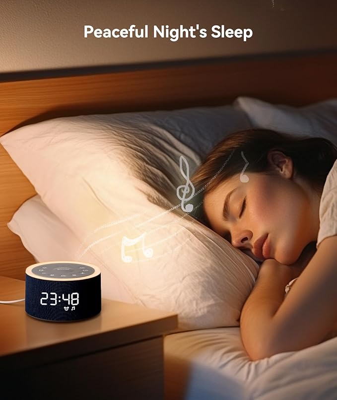 Dreamegg D1+ Sound Machine & Alarm Clock - Sound Machine for Sleep, White Noise Machine with 29 Soothing Sounds, Night Light, 0-100% Dimmable, White Noise Alarm Clock for Bedrooms Adults Baby, Blue-CubbioJoy