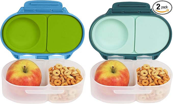 b.box Snack Box (2-pack) Reusable Snack Containers with Lids – Bento Box for Kids & Toddlers, Leakproof Lunch Box, BPA-Free and Dishwasher Safe Snack Container(O'Breeze + Emerald, 1 3/4 Cup)-CubbioJoy