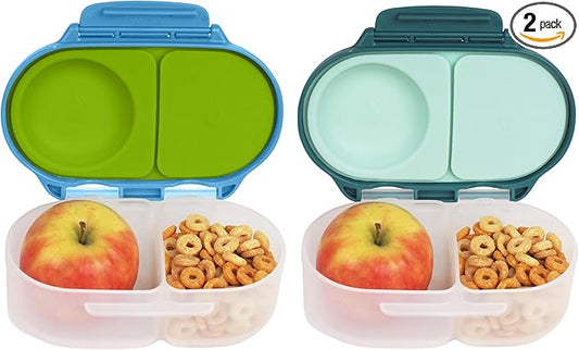 b.box Snack Box (2-pack) Reusable Snack Containers with Lids – Bento Box for Kids & Toddlers, Leakproof Lunch Box, BPA-Free and Dishwasher Safe Snack Container(O'Breeze + Emerald, 1 3/4 Cup)-CubbioJoy