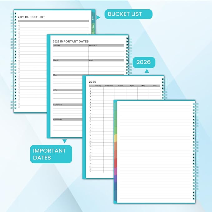 2026 Monthly Planner/Calendar - 2026 Planner, JAN 2026-DEC 2026, 12-Month Planner with Colorful Tabs, 2026 Calendar Planner for Daily Organizing - Waterproof Cover (8" x10", Monthly Pages & Notes, Blue)-CubbioJoy