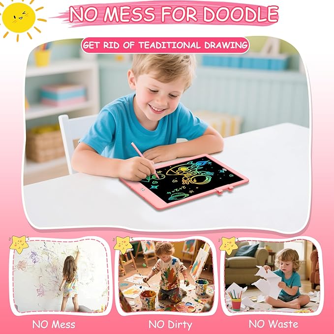 Decute Kids Toys LCD Writing Tablet with Stylus, 10 Inch Erasable Toddlers Doodle Board, Reusable Drawing Pad for Kids, Educational Christmas Birthday Gift for 3 4 5 6 7 8 Girls Boys Toddler Pink-CubbioJoy