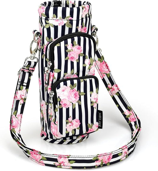 Betsey Johnson Insulated Water Bottle Pouch Holder Carrier Crossbag with Adjustable Shoulder Strap - Lightweight Polyester Accessories with Pockets Good for Hiking Sports-CubbioJoy
