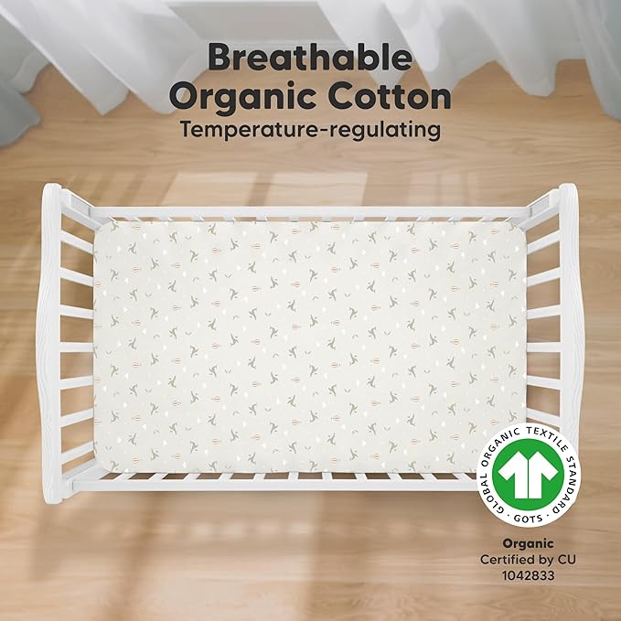 KeaBabies 2-Pack Organic Crib Sheets for Boys, Girls - 52x28 Fitted Crib Mattress Sheet Neutral, Breathable Jersey Cotton Cover for Baby Bed, Toddler Mattress, Soft & Cute Prints (Marine Muse)-CubbioJoy