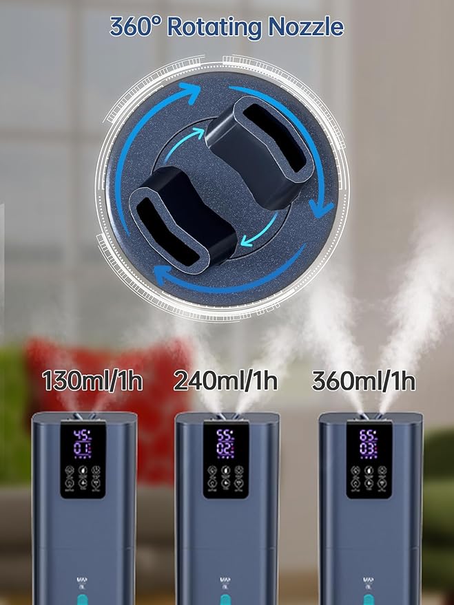 8L Smart Humidifiers for Bedroom Large Room, 2.1Gal Cool Mist Top Fill Diffuser Ambient Light, App & Remote Control, 3 Mist Modes, Quiet Humidifier for Home Office Plant (Blue)-CubbioJoy