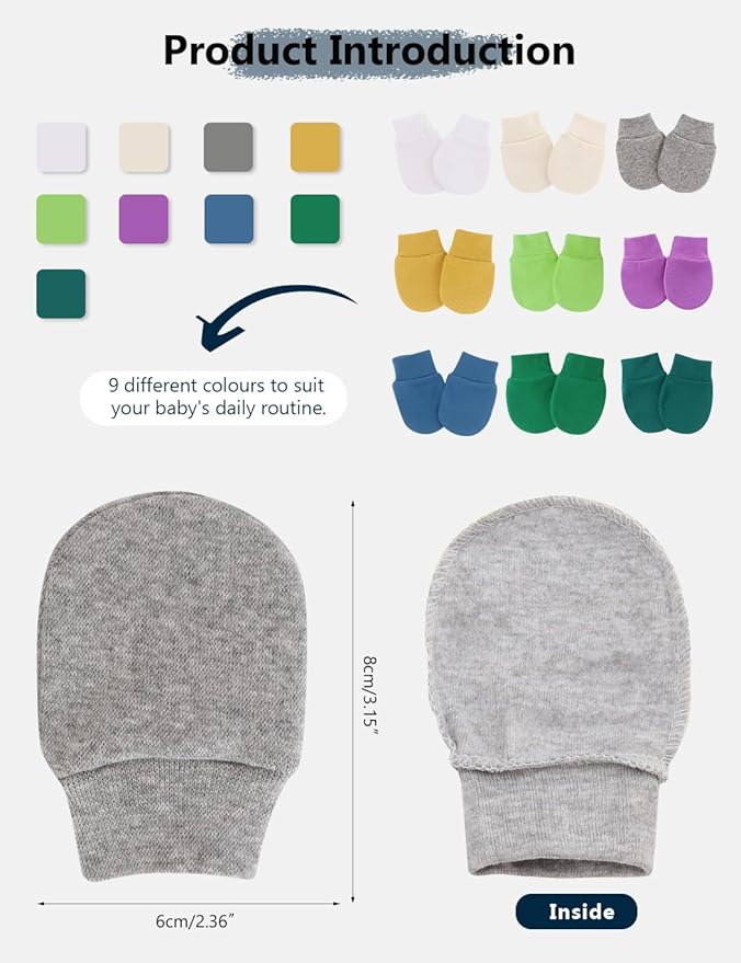 Cute Baby Mittens Newborn, No Scratch Baby Boy Mittens, Baby Girl Hat Gloves for Toddlers, Infant, Newborn-CubbioJoy