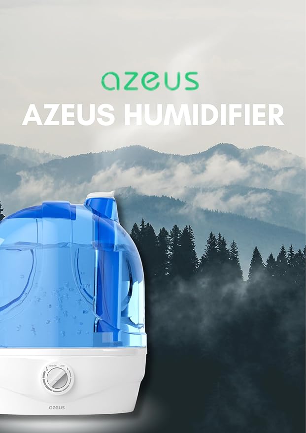 AZEUS Humidifiers for Bedroom, 2.8L Ultrasonic Cool Mist Humidifiers for Home Baby Nursery & Plants, Quiet Top Fill Air Humidifier Lasts Up to 30 Hours, Auto Shut-Off (BPA-Free)-CubbioJoy