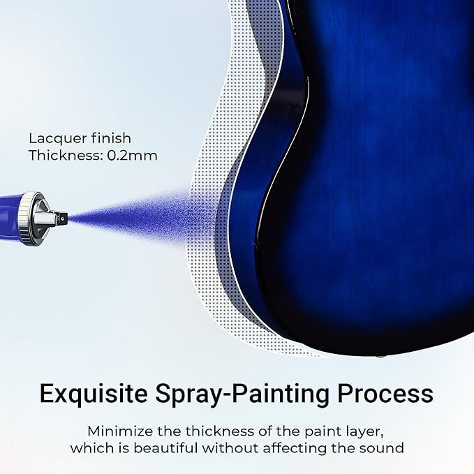 ADM Beginner Acoustic Classical Guitar 38 Inch Nylon Strings Wooden Guitar Bundle Kit for Kid Boy Girl Student Youth Guitarra Online Lessons with Gig Bag, Strap, Tuner, Strings, Blue-CubbioJoy