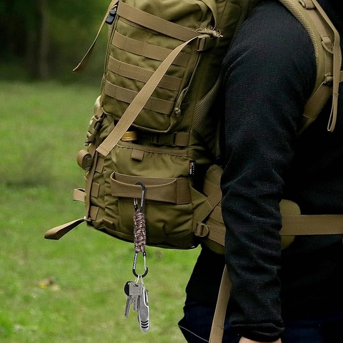 BRAVESHINE Paracord Keychain Carabiner Clip, D Ring Lanyard Hanger Stroller Hook for Water Bottle, Key, Backpacks, Men, Women-CubbioJoy