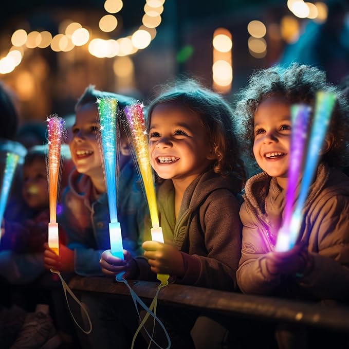 28 PCS Glow Fiber Wands Sticks, Halloween Glow Sticks, LED Light Wands, Glow in The Dark Party Supplies, Fiber Optic Wands, LED Flashing Sticks, Fiber Optic Light Wand Stick for Party-CubbioJoy