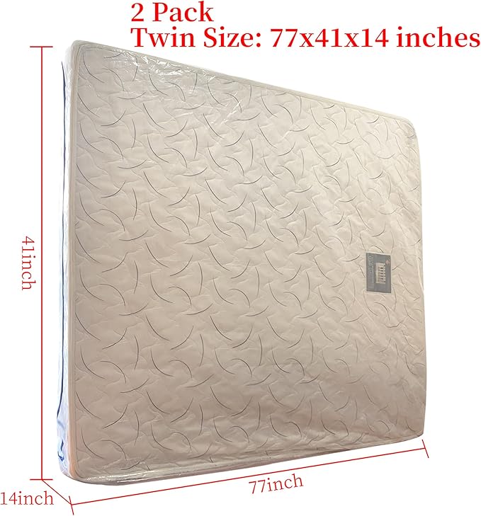 2 Pack Twin Mattress Bags for Moving and Storage-5 Mil Zipper Plastic Waterproof Mattress Storage Bags-CubbioJoy