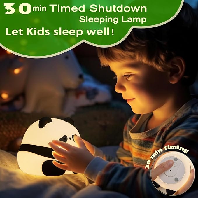 DREAMING MY DREAM Cute Panda Night Light, LED Squishy Novelty Animal Night Lamp, 3 Level Dimmable Nursery Nightlight for Breastfeeding Toddler Baby Kids Decor, Cool Gifts for Kids-CubbioJoy