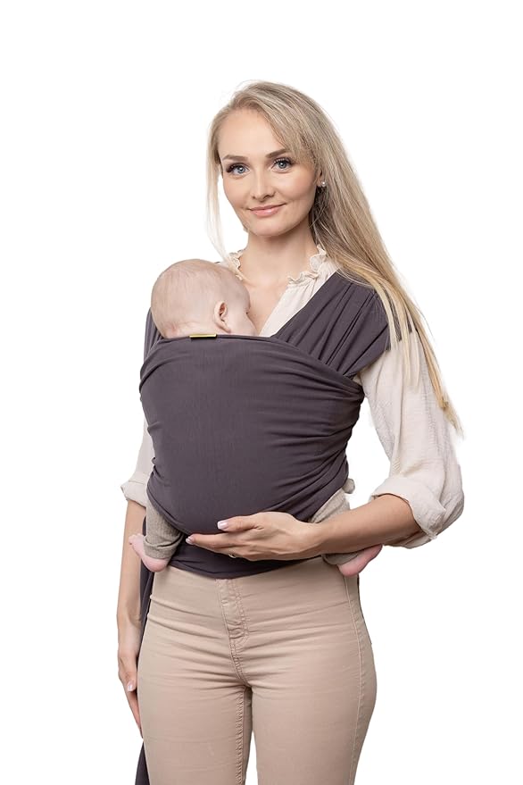 Boba Baby Wrap Carrier – Original Baby Sling Carrier for Newborns (7–35 lbs), Soft, Secure, Hands-Free & Ergonomic, Ideal for Comfortable Bonding, New Parents (Serenity Charcoal)-CubbioJoy