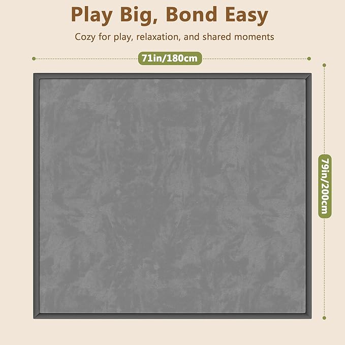 Baby Play Mat for Floor, 1.3'' Thick Memory Foam Tummy Time Mat - Super Soft Coral Velvet Nursery Rug with Non-Slip Backing, Crawling Rug for Toddlers/Infants, Yoga & Tatami Use, 71''x 79''-CubbioJoy