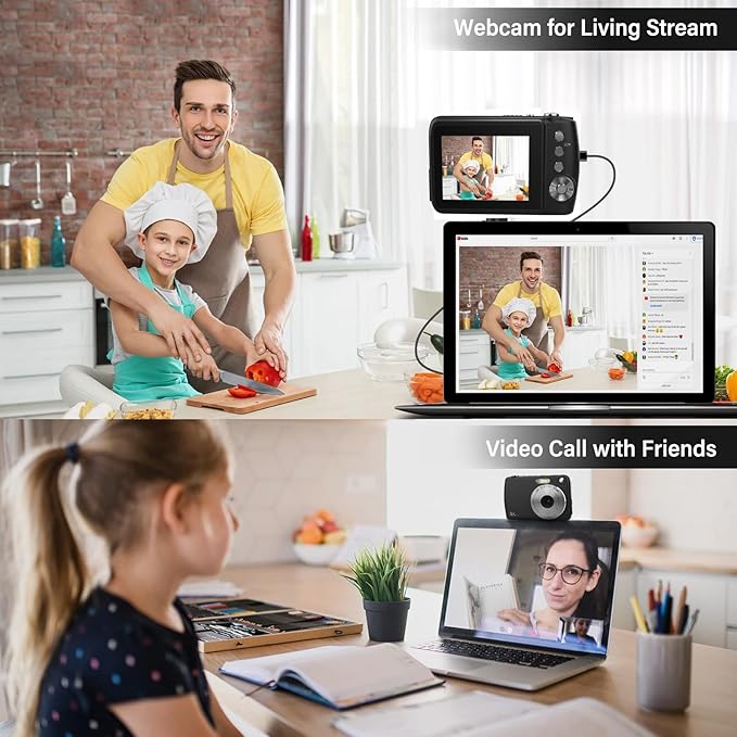 Digital Camera, Kids Cameras for 50MP FHD 1080P, Digital Point and Shoot Camera with 16X Zoom Anti Shake, Compact Small Cameras Gift for Boys Girls Kids, Black-CubbioJoy