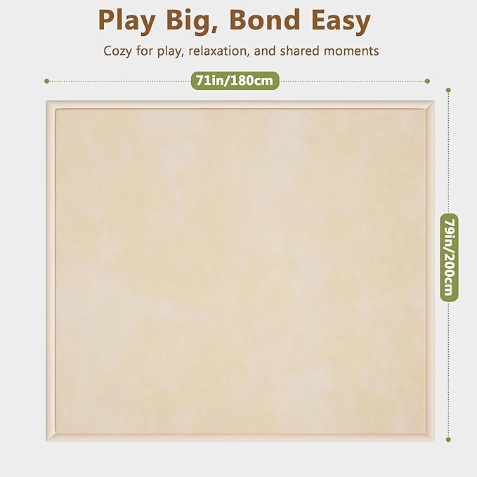 Baby Play Mat for Floor, 1.3'' Thick Memory Foam Tummy Time Mat - Super Soft Coral Velvet Nursery Rug with Non-Slip Backing, Crawling Rug for Toddlers/Infants, Yoga & Tatami Use, 71''x 79''-CubbioJoy