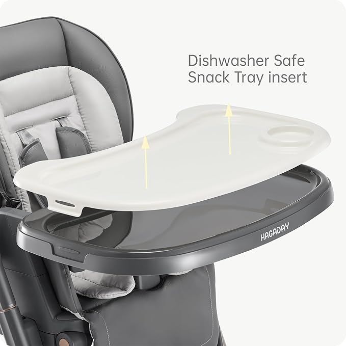 6 in 1 Convertible High Chairs for Babies and Toddlers,Portable High Chair with Dishwasher Tray and 4 Wheel,Booster Seat for Dining Table,Foldable Toddle and Baby Feeding Highchair (Gold-Grey)-CubbioJoy