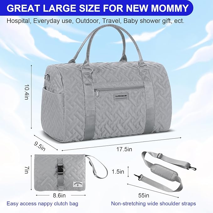 Diaper Bag Tote: Mommy Bag, Baby Bag for Boy and Girl, Mom Hospital Bag, Twins or 2 Kids Diapers Bag-CubbioJoy