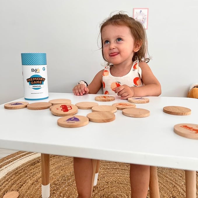 bee smart Wooden Memory Game - Matching Memory Game for Kids 3 and Up, 16Pcs | Educational Toy for Preschool Toddlers Board Games (Monsters)-CubbioJoy