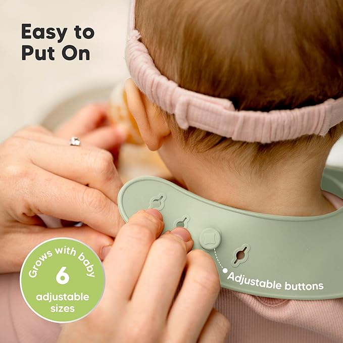 KeaBabies 2-Pack Silicone Baby Bibs for Eating - Sturdy Food-Grade Silicone Bibs for Babies Girl, Boy, Large Food Catcher, Clean & Put On Easily, Waterproof Toddler Feeding Essentials (Macaron)-CubbioJoy