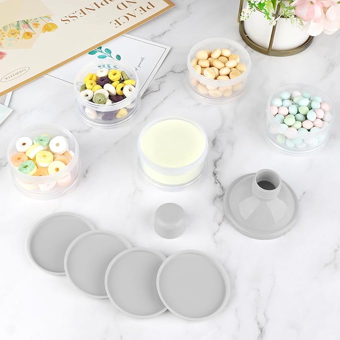 Accmor Formula Dispenser On The Go, 5 Compartments Stackable Formula Container for Travel, Baby Milk Powder Kids Snack Container, BPA Free-CubbioJoy