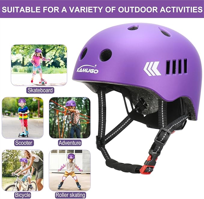 KAMUGO Kids Bike Helmet Set, Toddler Helmet for Ages 2-8 Boys Girls with Sports Protective Gear Set Knee Elbow Wrist Pads for Skateboard Cycling Scooter Rollerblading-CubbioJoy