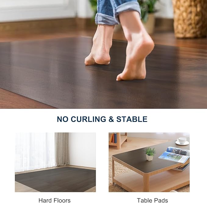 Area Mat for Hard Floors, 4'×6' Semi-Clear Black Vinyl Floor Protector for Under Dining Table, Waterproof Non-Slip Plastic Rug, Splat Mat for Under High Chair-CubbioJoy