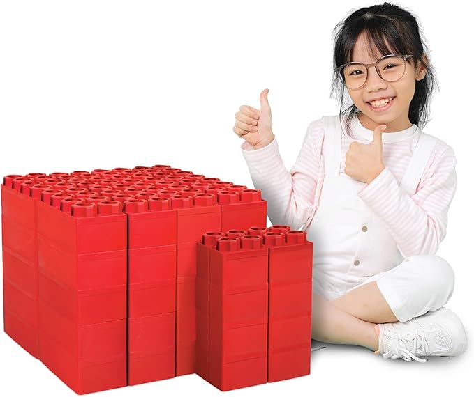 Big Blocks for Kids Ages 4-8 — Indoor & Outdoor Blocks Kids Games — Red Large Building Blocks - 48 pc-CubbioJoy