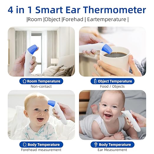 Berrcom 3 in 1 Forehead and Ear Thermometer Indoors Non-Contact Backlight Body Object Temperature Checking Sensor Touchless Digital Thermometer with Fever Alert-CubbioJoy