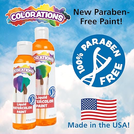 Colorations PLWS Liquid Watercolor Paint, 8 fl oz, Set of 8, Non-Toxic, Painting, Kids, Craft, Hobby, Fun, Water Color, Posters, Cool effects, Versatile, Gift-CubbioJoy