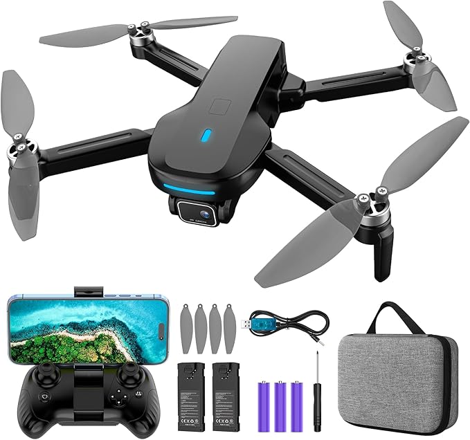 Drone with Camera, 1080P HD FPV Drone with Brushless Motor, One Key Take Off/Landing, Altitude Hold, Gesture Selfie, 3D Flips, 2 Batteries, Drones for Kids 14+-CubbioJoy