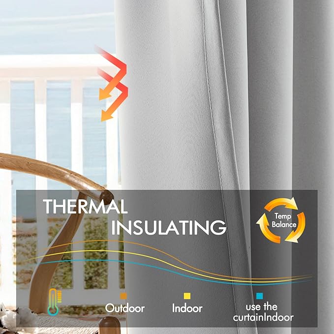 ANRODUO Back Tab Blackout Curtains for Bedroom Living Room, Rod Pocket Pinch Pleated Thermal Insulated Room Darkening Curtains 84 Inches Long 2 Panels, Light Grey, 42 x 84 Inch-CubbioJoy