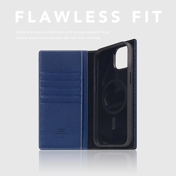 D8 Full Grain Leather Wallet Case for iPhone 15 Plus - [2-in-1] Handcrafted Detachable Diary Style with Magnetic MagSafe Back Cover, Gift Box Included (Navy Blue)-CubbioJoy