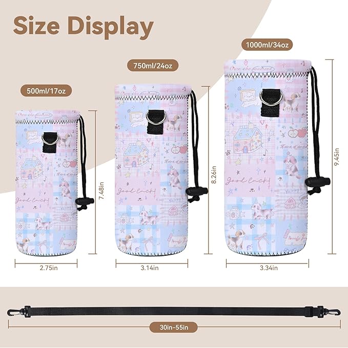 AUPET Water Bottle Sling Bag Carrier Crossbody Sleeve,Insulated Neoprene Bottle Case Holder Pouch Cover 500ML/17oz with Shoulder Strap for Walking Women Men-CubbioJoy