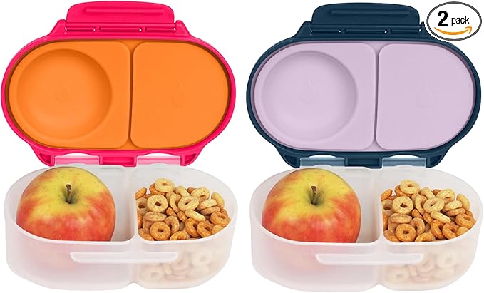b.box Snack Box (2-pack) Reusable Snack Containers with Lids – Bento Box for Kids & Toddlers, Leakproof Lunch Box, BPA-Free and Dishwasher Safe Snack Container (S'shake + Indigo Rose, 1 3/4 Cup)-CubbioJoy