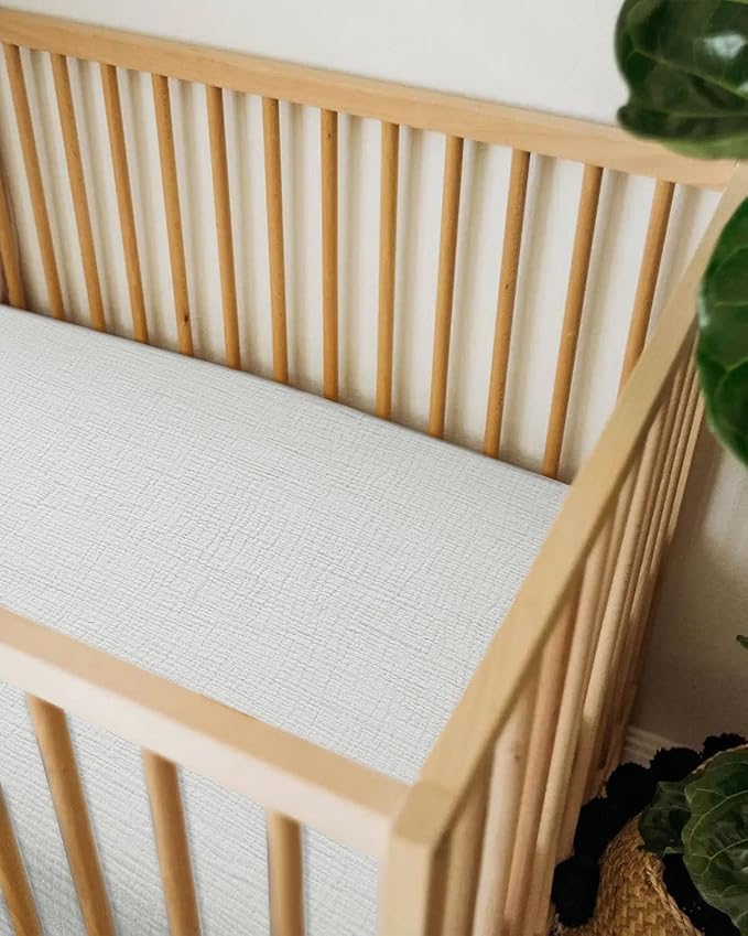 Bassinet Sheet for Baby Boy and Girl, Fitted Sheets for Rectangle, Oval, Hourglass Bassinet Mattress, Muslin Moses Basket Sheets with Neutral Style (White)-CubbioJoy