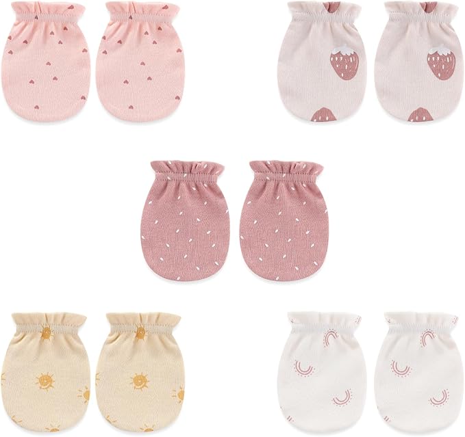5 Pairs Baby Not Scratch Mittens 0-6 Months New Born Boy Girl Gloves Cute Infant Accessories-CubbioJoy