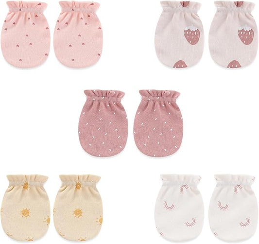 5 Pairs Baby Not Scratch Mittens 0-6 Months New Born Boy Girl Gloves Cute Infant Accessories-CubbioJoy