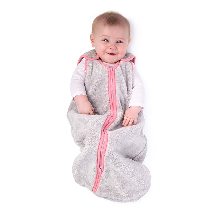 baby deedee Sleep Nest Teddy Baby Sleeping Bag, Gray Bubble Gum, Small (0-6 Month) (168)-CubbioJoy