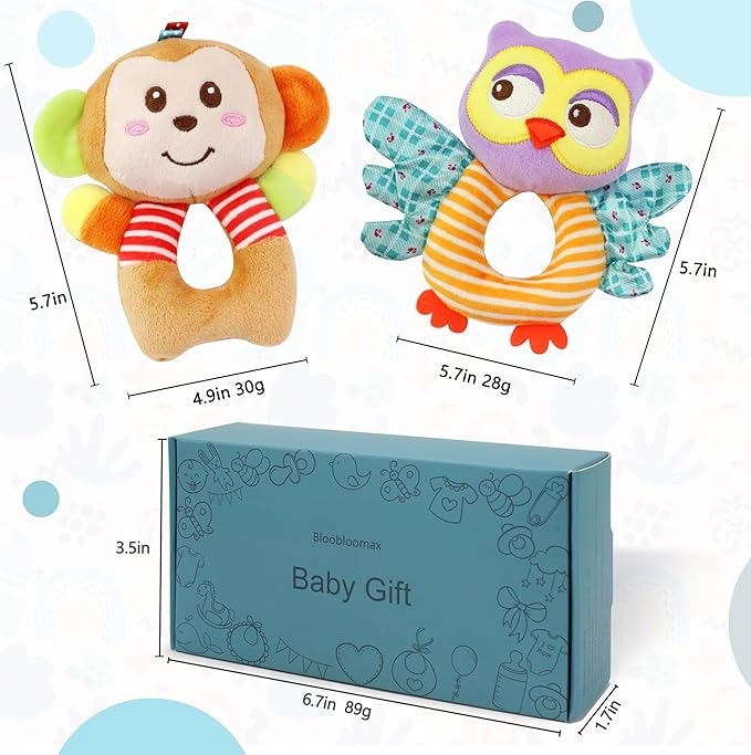 BLOOBLOOMAX Sock rattles for Babies 0-24 Months Baby Animal Foot Finder Educational Toys-CubbioJoy