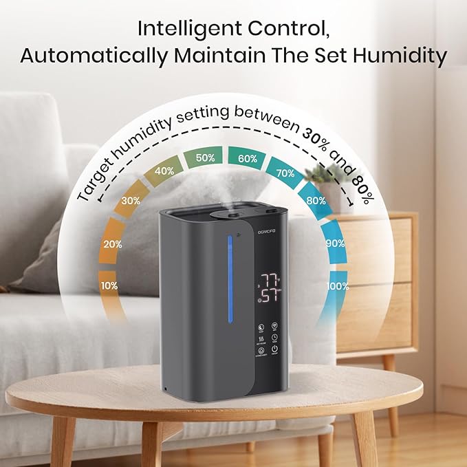 5L Smart Air Humidifiers for Bedroom with Essential Oils, Top Fill 50H Runtime Cool Mist Large Humidifiers for Home Bedroom Nursery, 28 dB Quiet Humidifier for Baby & Plants-CubbioJoy