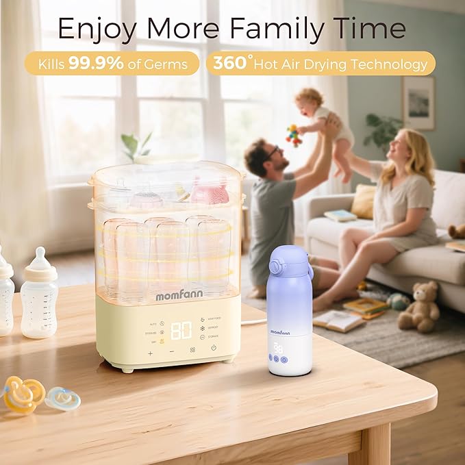 Bottle Sterilizer and Dryer, All-in-One Electric Steam Sterilizer Bottle Sanitizer for Baby Bottles, Pump Parts Accessories Newborn Essential Bottle Warmer for Breastmilk & Thaw (Yellow)-CubbioJoy