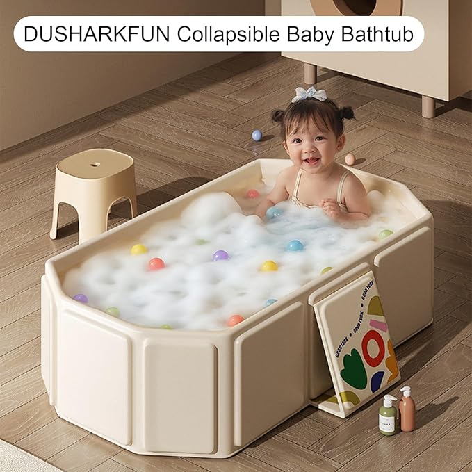 Collapsible Baby Bathtub, Portable & Foldable Bathtub for Newborns to Toddlers, Easy to Store, Lightweight for Home & Travel, SpaceSaver Baby Tubs for Kids-CubbioJoy