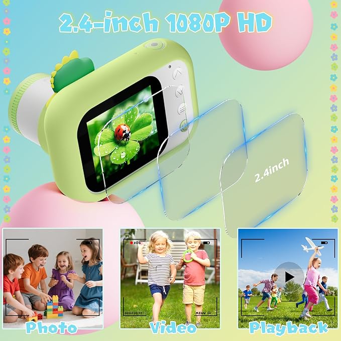 2 in 1 Microscope for Kids & Video Camera, 1000X Digital Microscope with 2.4" Screen, 1080P Portable Handheld Kids Camera Toys, STEM Educational Science Kit Toys for 3-12 Age Years Old Boys Girls-CubbioJoy