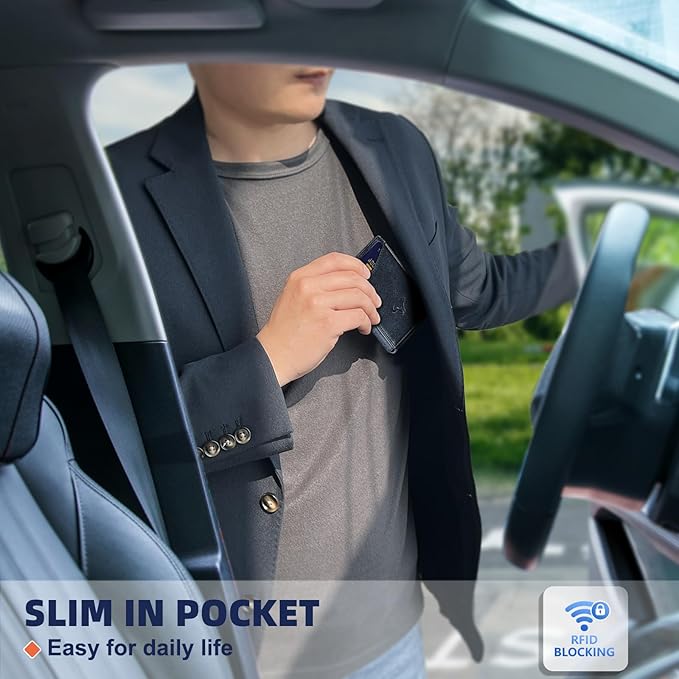 BULLIANT Men Wallet,Money Clip Wallet Slim For Gift Men 9Cards-Metal Credit Card Case in Magnetic Leather Flip-CubbioJoy