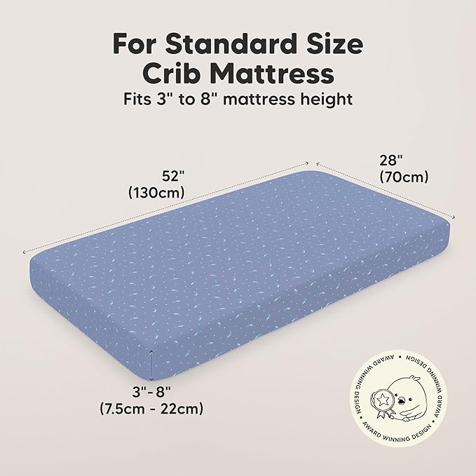 KeaBabies 2-Pack Organic Crib Sheets for Boys, Girls - 52x28 Fitted Crib Mattress Sheet Neutral, Breathable Jersey Cotton Cover for Baby Bed, Toddler Mattress, Soft & Cute Prints (Marine Muse)-CubbioJoy