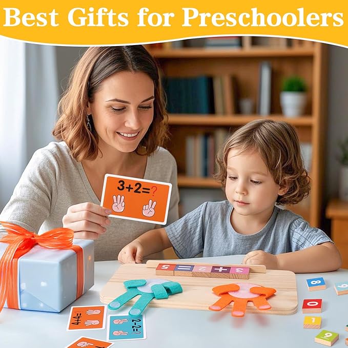 2 in 1 Math Toy for Toddlers 3 4 5 6 7,Addition and Subtraction Math Games for Kids 5-7,Math Manipulatives Kindergarten Preschool Classroom Must Haves Educational Number Blocks Learning Toys-CubbioJoy