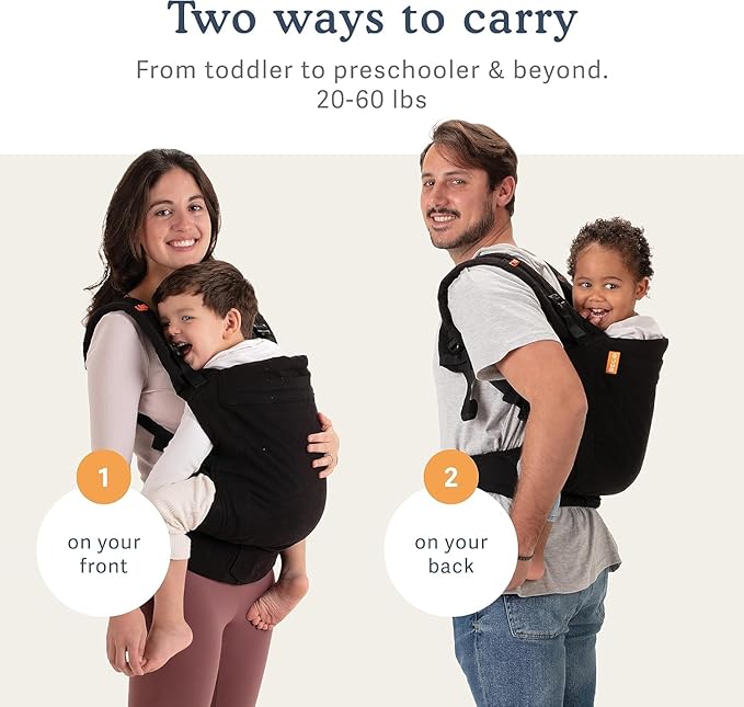 Beco Toddler Carrier with Extra Wide Seat, 100% Cotton - Backpack Style and Front-Carry, Lightweight & Breathable, Toddler Sling Carrier 20-60 lbs (Ecru)-CubbioJoy