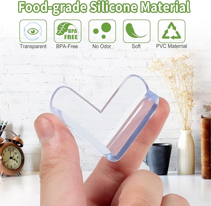 24 Pack Corner Protector for Baby: Baby Proofing Safety Corner Clear Furniture Tablet Corner Protection| Protectors Guards, Baby Proof Bumper & Cushion to Cover Sharp Furniture & Table Edges(L Shape)-CubbioJoy